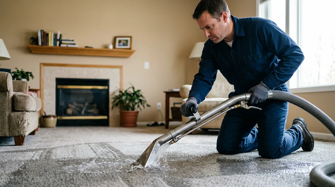 Water damage restoration technician working near Markham, VA